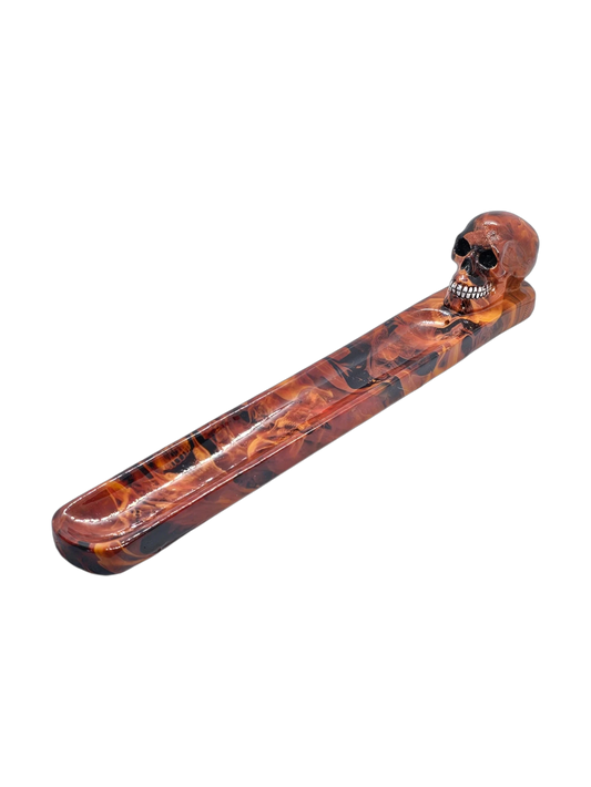 Incense Holder - Skull, Flamed Marble effect.