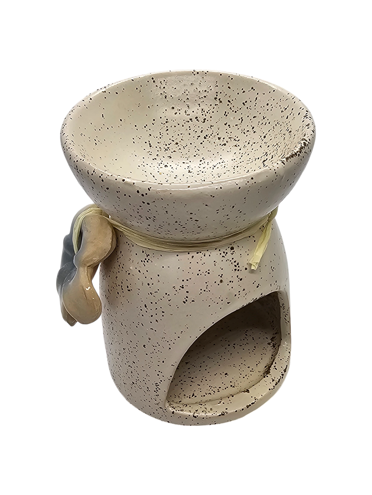 Oil Burner Speckled Cream with Flower