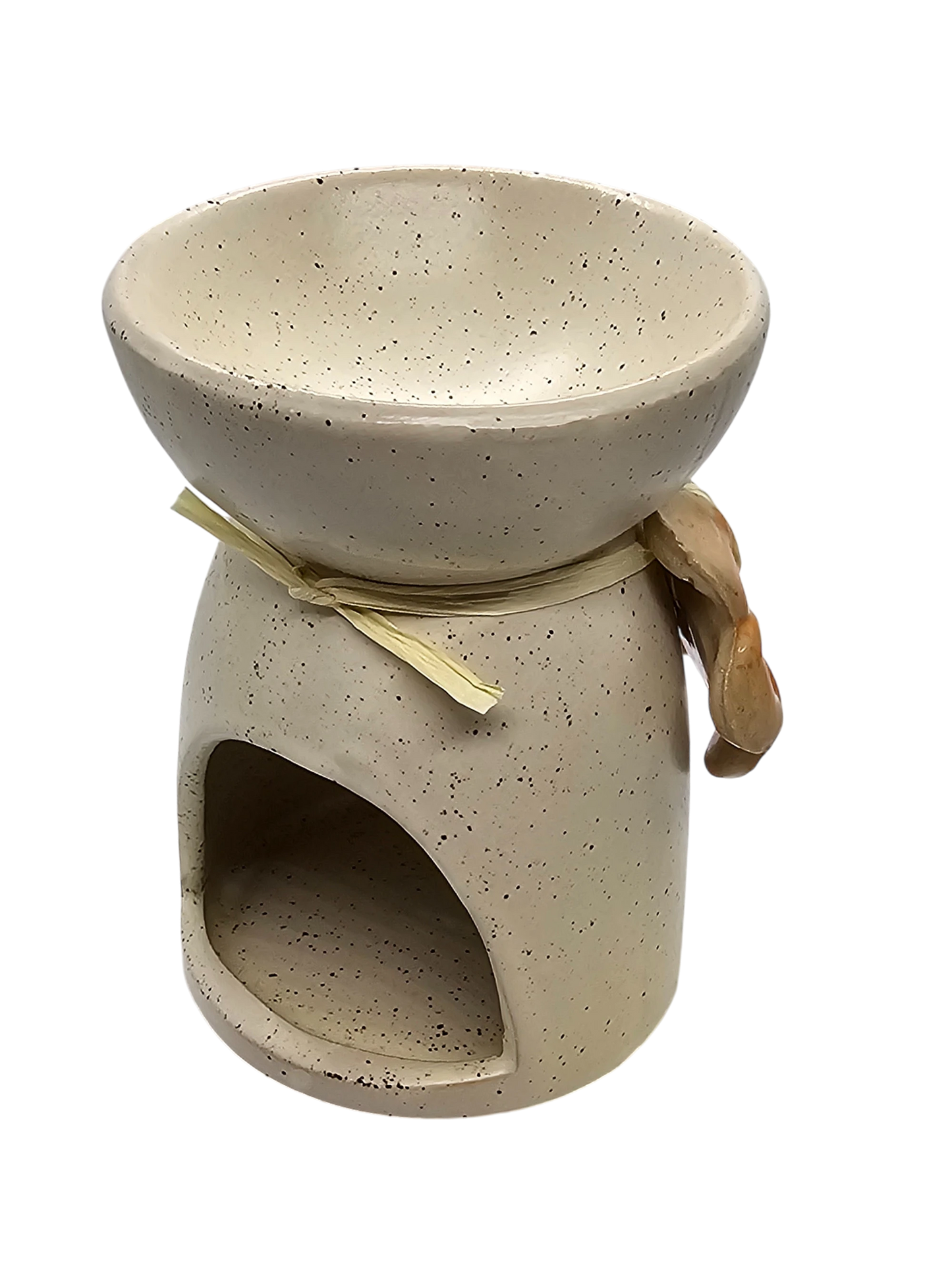 Oil Burner Speckled Cream with Flower