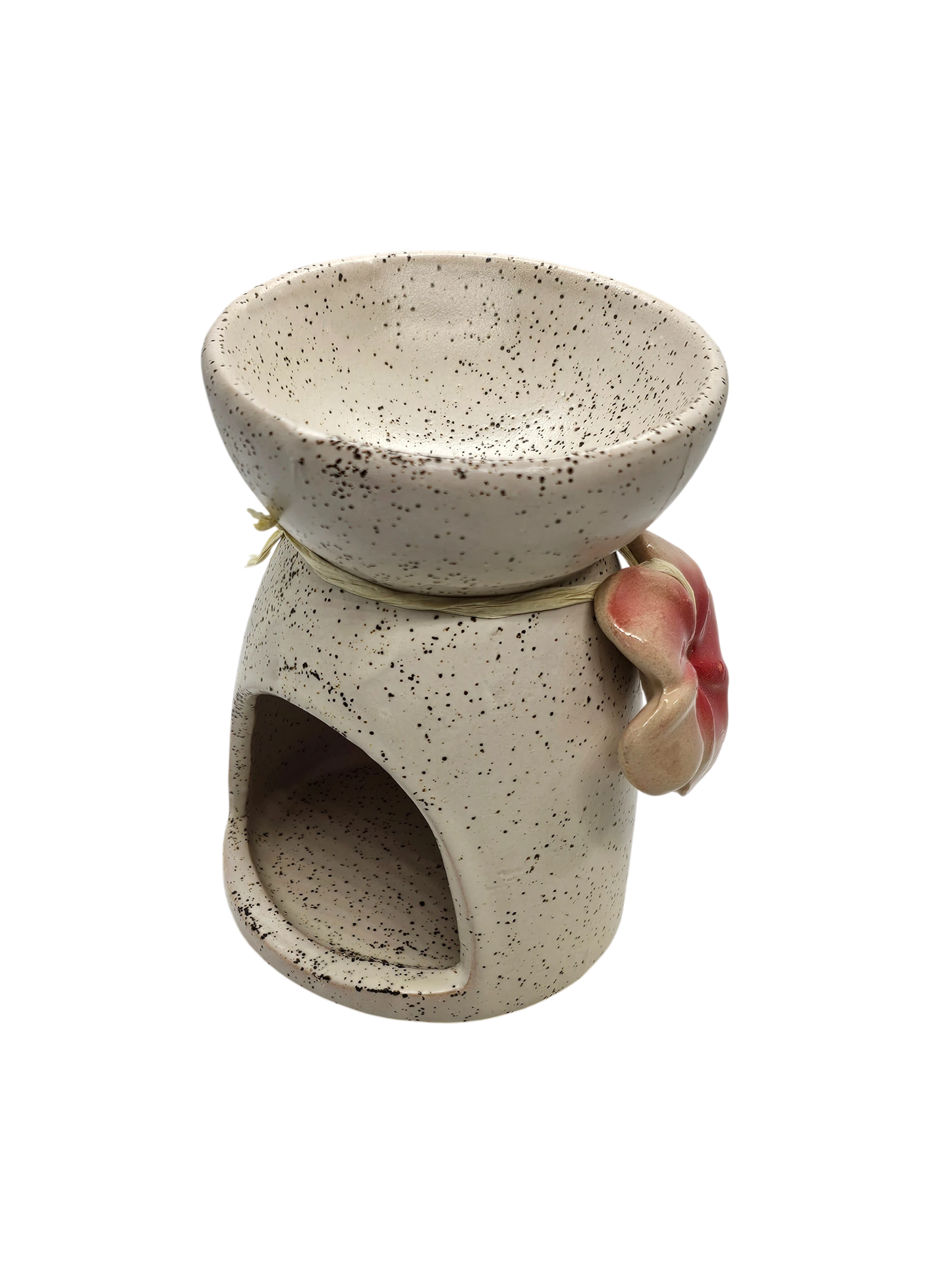 Oil Burner Speckled Cream with Flower