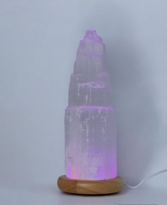 Selenite Tiered LED Lamp 33x10cm