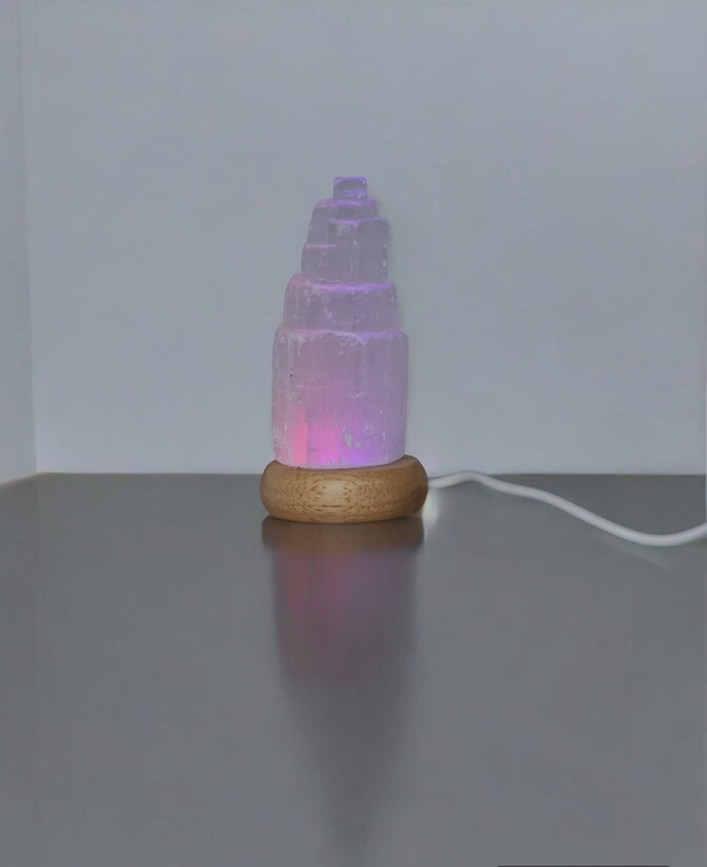 Selenite Tiered LED Lamp 10x5cm